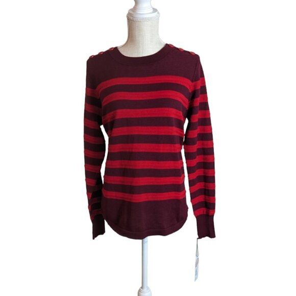 Liz Claiborne Red Striped Sweater - Picture 1 of 4